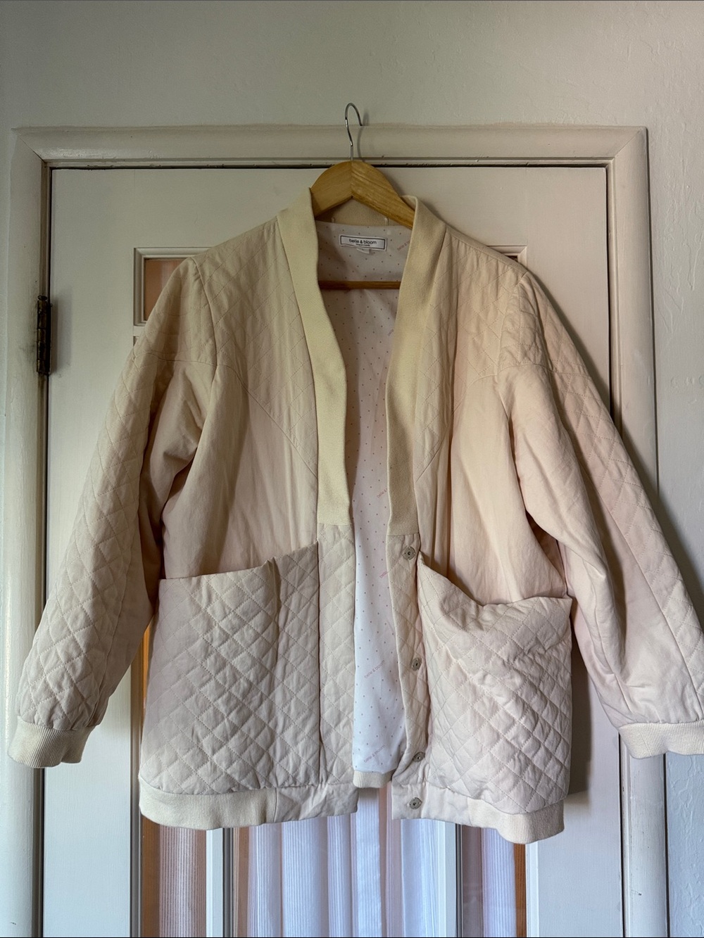 Quilted Cream Jacket with Patch Pockets